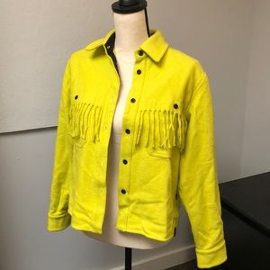 NWT Woolrich lime fringed jacket